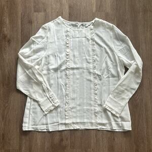 Boden Matilda Silk Blouse Ivory Size 16 Ruffle Details